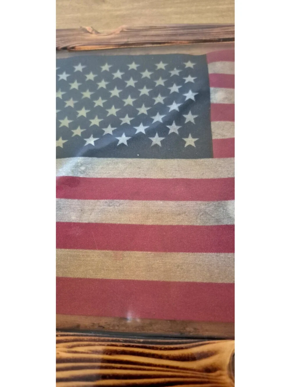 Vintage Rustic American Flag Distressed Wood Framed in Acrylic ~ Wall Art Decor